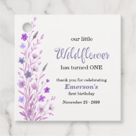Elegant Purple Wildflower 1st Birthday Party Geschenkanhänger