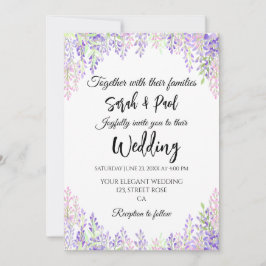 Elegant purple wisteria flower Wedding  Einladung