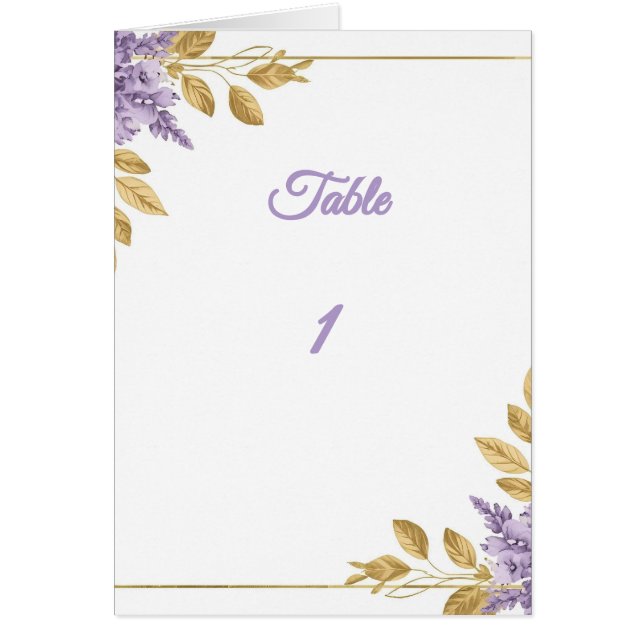 👉 Elegant Purple Wisteria Gold Floral Folded Tabl (Vorne)