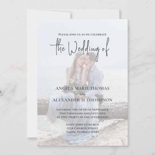 Elegant QR Code RSVP Photo Template Einladung (Vorderseite)