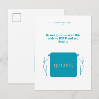 Elegant QR Code Wedding Invitation Minimalist RSVP Einladungspostkarte