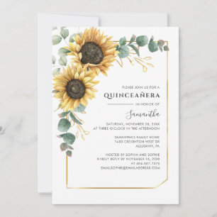 Elegant Quinceanera Blütenblume Eukalyptus 15 Einladung