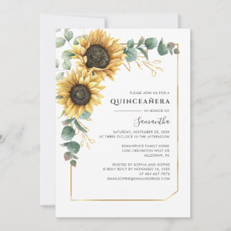 Elegant Quinceanera Blütenblume Eukalyptus 15 Einladung