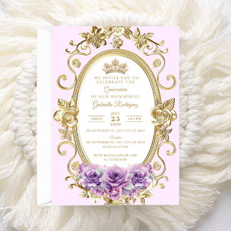 Elegant Quinceañera Einladung Floral lilac Z6
