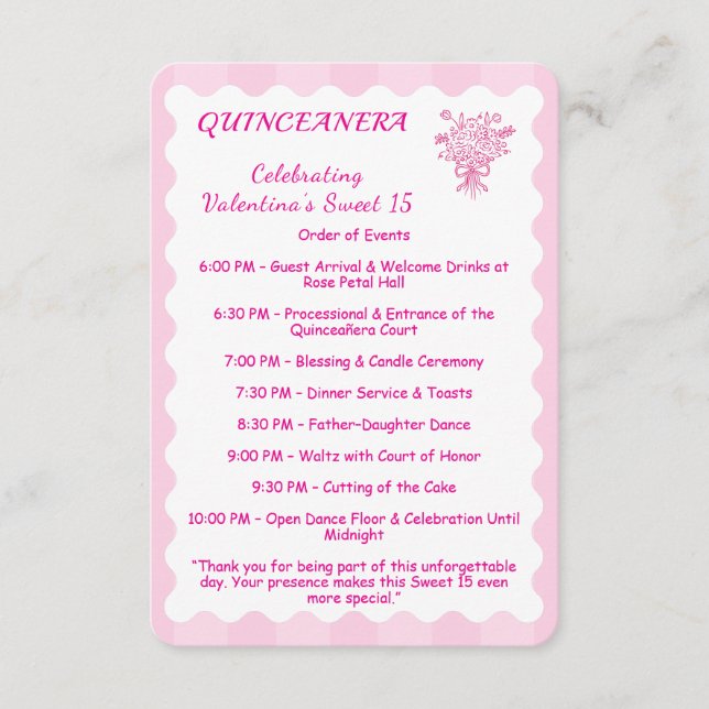 Elegant Quinceañera Floral Bouquet | PROGRAMM (Vorderseite)