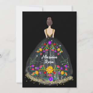Elegant Quinceanera Mexican Fiesta Floral Geburtst Einladung