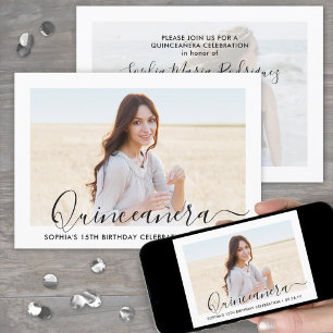 Elegant Quinceañera Script 2 Foto 15. Geburtstag Einladung