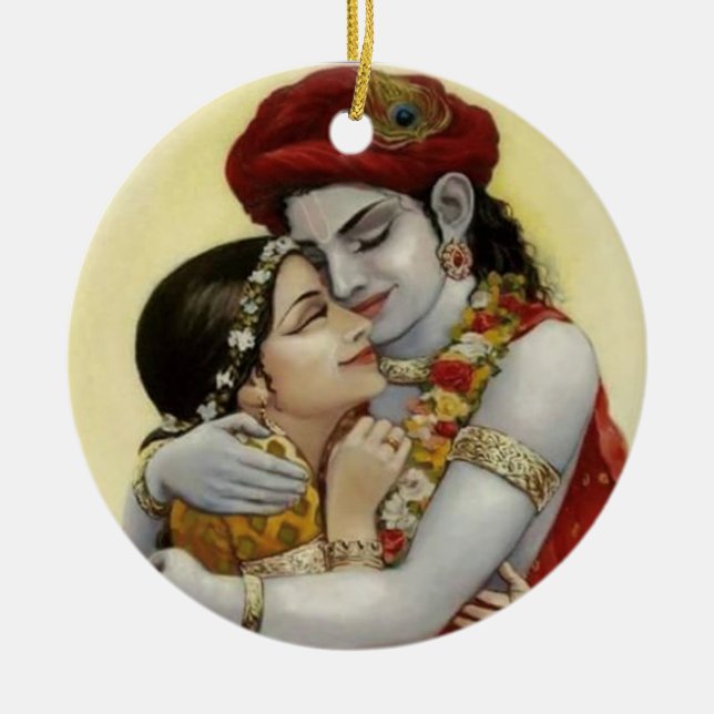 Elegant Radhey Krishna Liebe Keramik Ornament (Vorne)