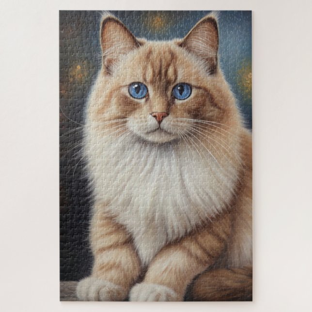Elegant Ragdoll Cat Painting Puzzle (Vertikal)