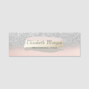 Elegant, Rahmen, Silber Glitter, Pinselstrich Namensschild