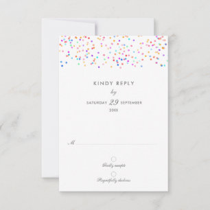 Elegant Rainbow Confetti Wedding RSVP Karte