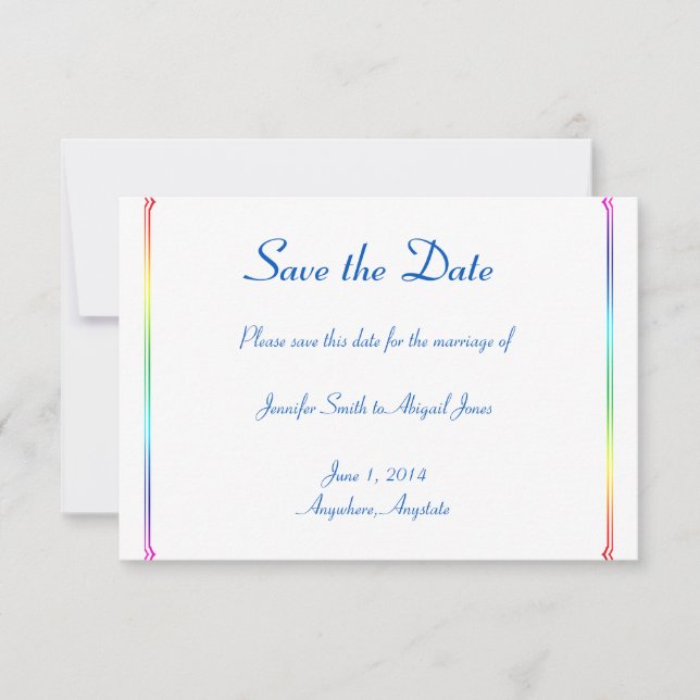 Elegant Rainbow Floral Gay Wedding Save the Date (Vorderseite)