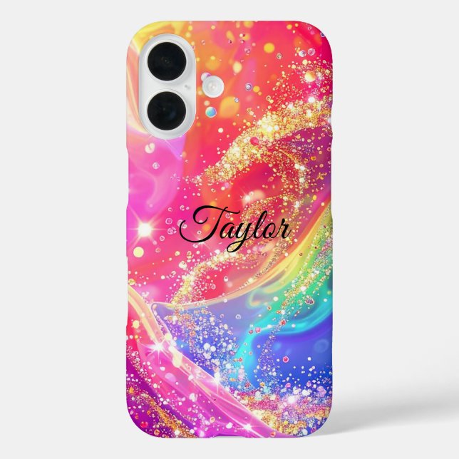 Elegant Rainbow Glam & Glitter Personalized  Case-Mate iPhone Hülle (Rückseite)