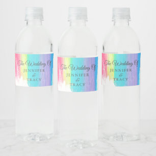 Elegant Rainbow LGBTQ Wedding Personalisiert Mini Wasserflaschenetikett