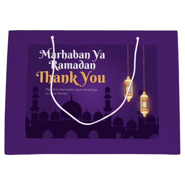 Elegant Ramadan Greetings- Gold Ramadan Kareem Große Geschenktüte (Vorderseite)