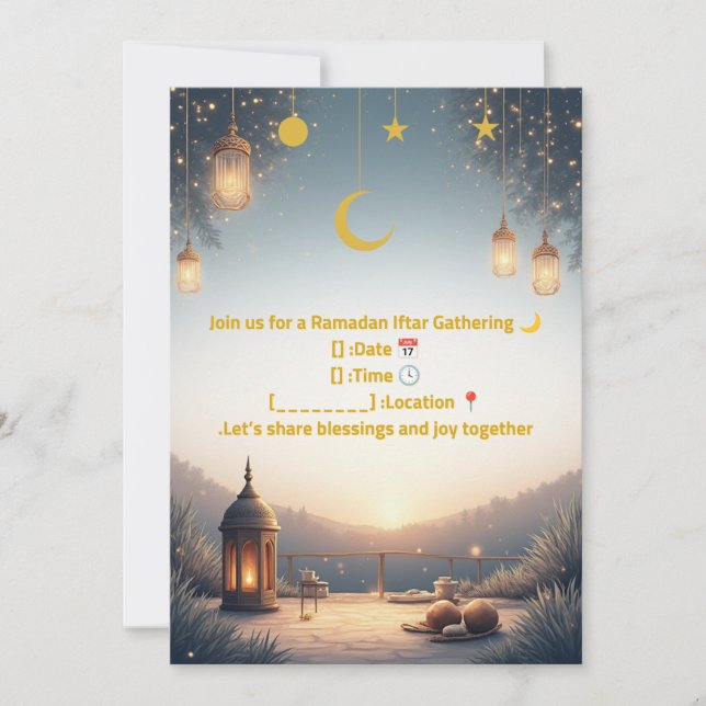 Elegant Ramadan Iftar Invitation 🌙 Gold & Navy Is Einladung (Vorderseite)