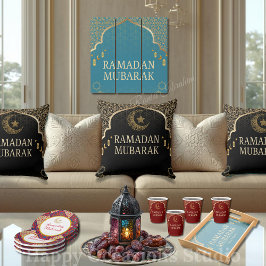Elegant Ramadan Mubarak Throw Pillow Kissen