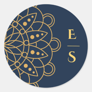 Elegant Rangoli Indian Wedding Runder Aufkleber