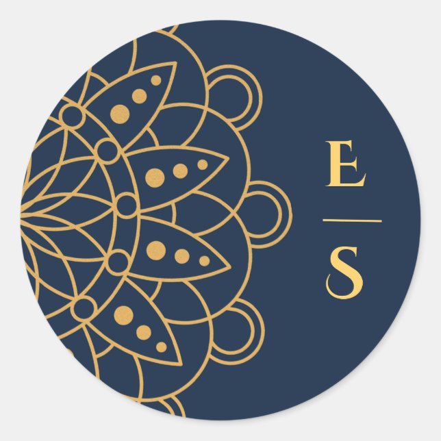 Elegant Rangoli Indian Wedding Runder Aufkleber (Vorderseite)