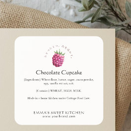 Elegant Raspberry Bakery Ingredient Quadratischer Aufkleber