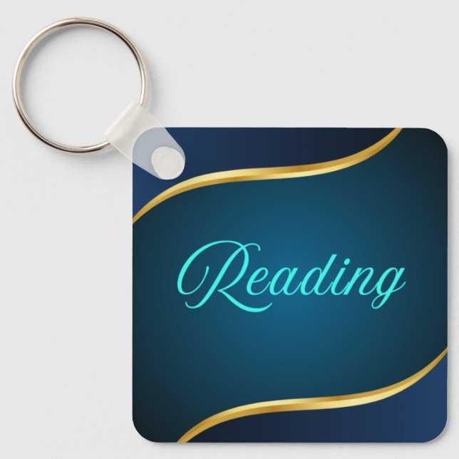Elegant Reading Book Lover Keychain Gold Design Schlüsselanhänger (Vorderseite)