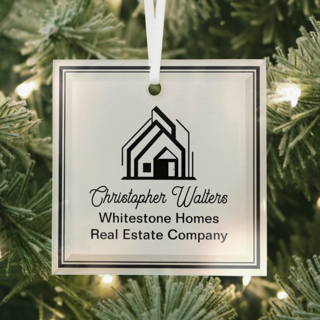 Elegant Real Estate Company Logo Custom Realtor Ornament Aus Glas (Insitu)