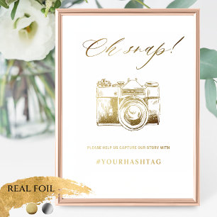 Elegant Real Foil Oh Snap Hashtag Camera Sign Foliendrucke