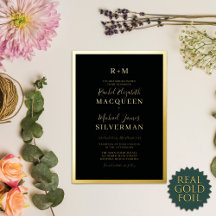 Elegant Real Gold dick Border Black Wedding