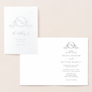 Elegant Real Silver Foil Monogram, geflochtene Hoc Folienkarte