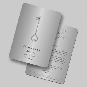 Elegant Realtor Real Anwesen Silver Key Wertschätz Dankeskarte