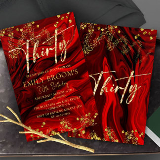 Elegant Red 30. Geburtstagsfeier Einladung