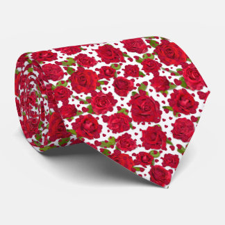 Elegant Red And Dark Pink Floral Roses Pattern Krawatte