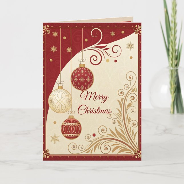 Elegant Red and Gold Christmas Greeting Card Karte (Vorderseite)