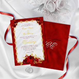Elegant Red and Gold Foil Floral Wedding Folieneinladung