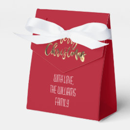 Elegant Red and Gold Look Script Frohe Weihnachten Geschenkschachtel