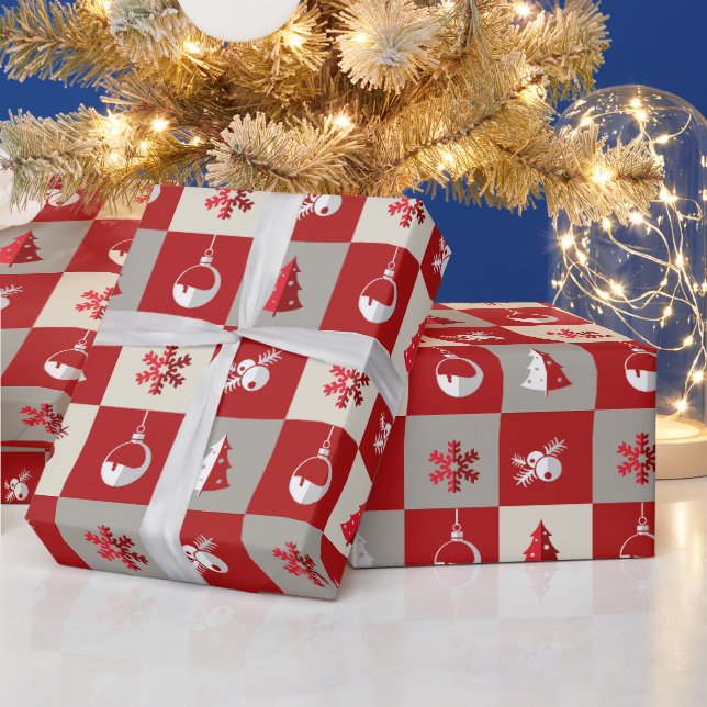 Elegant red and white merry Christmas  Geschenkpapier (Feiertage)