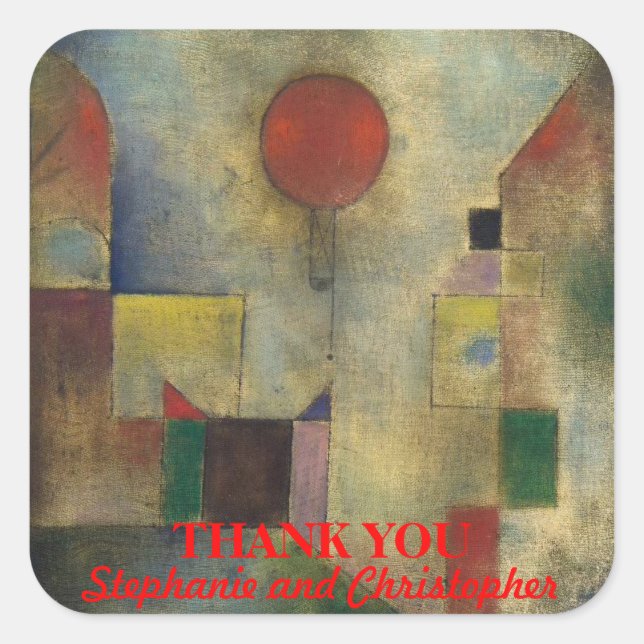 Elegant "Red Balloon" Custom Quadratischer Aufkleber (Vorderseite)