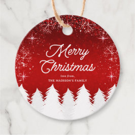 Elegant Red | Bäume & Schneeflocken Weihnachtsfest Geschenkanhänger