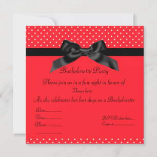 ELEGANT RED BLACK BOW BACHELORETTE INVITE EINLADUNG