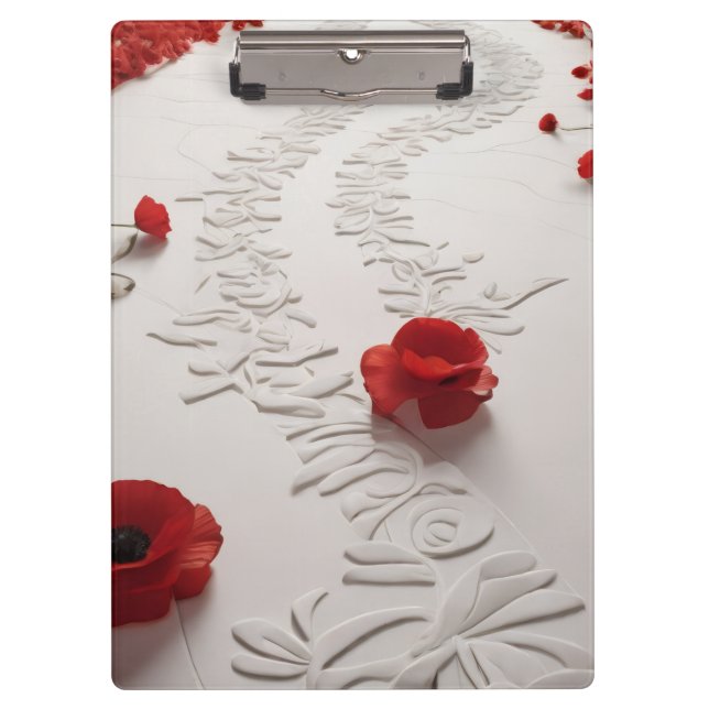 Elegant Red Blossom Path Floral Art Klemmbrett (Vorderseite)