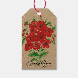 Elegant Red Blume Bouquet Vielen Dank Geschenkanhänger
