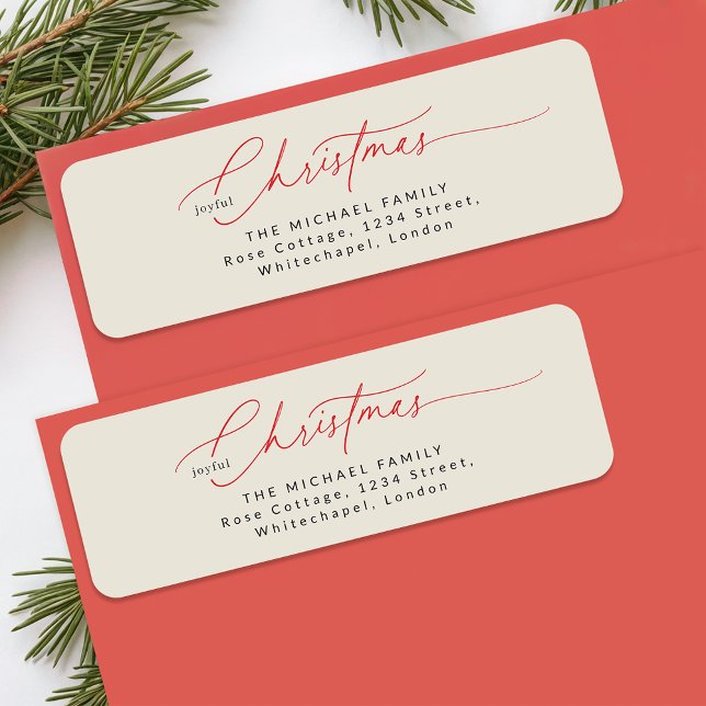 Elegant Red Calligraphy Christmas Return Address (Von Creator hochgeladen)