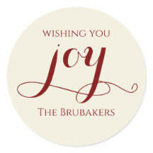 Elegant Red Calligraphy Joy Christmas Envelope