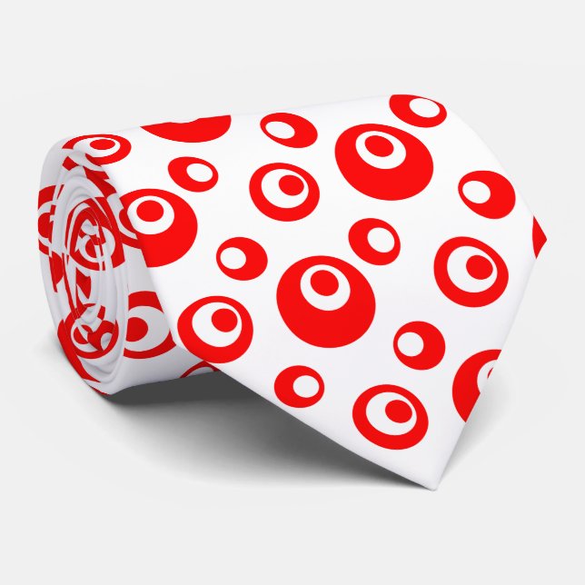Elegant Red Chris Dots auf weißem Hintergrund Krawatte (Gerollt)