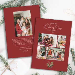 Elegant Red Christmas Greenerity Foto Collage Feiertagskarte