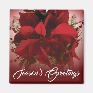 Elegant Red Christmas Poinsettia Magnet