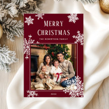 Elegant Red Christmas Snowflakes Photo