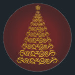 Elegant Red Christmas Tree Stickers<br><div class="desc">Erleben Sie den Urlaubssgeist mit diesen eleganten Goldbaumaufklebern mit rotem Hintergrund.</div>