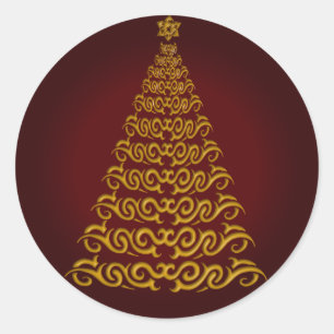 Elegant Red Christmas Tree Stickers