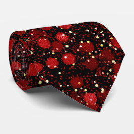 Elegant Red Confetti on Black Glitter Style Krawatte